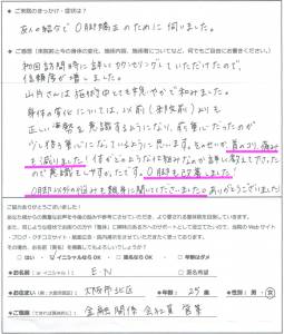 Ｏ脚、首こりでご来院の方アンケート