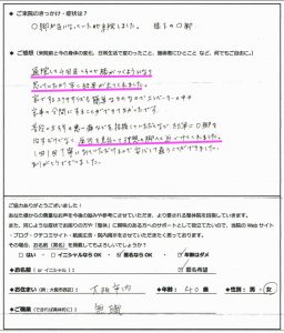 Ｏ脚矯正、骨盤矯正で来院の方のアンケート